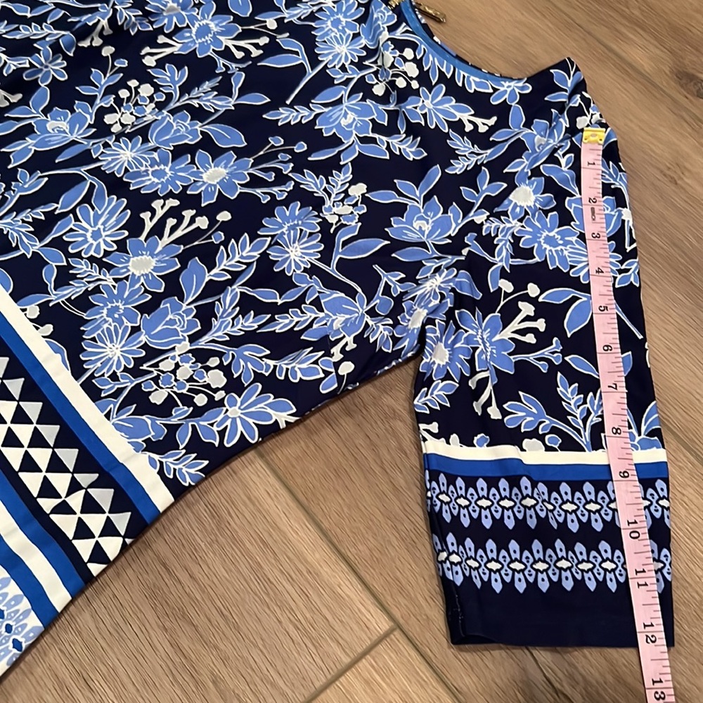NWOT Eliza J Floral Jersey Shift Dress Blue/White Size 6 - Picture 14 of 16